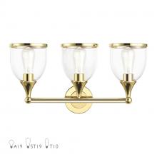 Livex Lighting 14133-02 - 3 Light Polished Brass Vanity Sconce with Mouth Blown Clear Glass