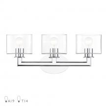 Livex Lighting 17913-05 - 3 Light Polished Chrome Vanity Sconce with Mouth Blown Clear Glass