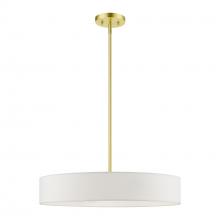 Livex Lighting 46924-12 - 4 Light Satin Brass with Shiny White Accents Medium Drum Pendant