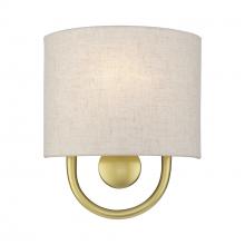 Livex Lighting 60271-33 - 1 Light Soft Gold ADA Sconce with Hand Crafted Oatmeal Fabric Shade with White Fabric Inside