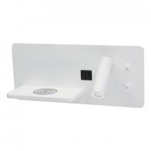 Westgate MFG C3 BRL-SHR-WCH-WH - BEDSIDE READING LT SURF. HORIZ. RIGHT-SIDE 3W, 7W NIGHT LIGHT, USB2 USBC WIRELESS CHARGER, 30K, WH