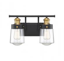 Savoy House 8-2069-2-51 - Macauley 2-Light Bathroom Vanity Light in Vintage Black with Warm Brass