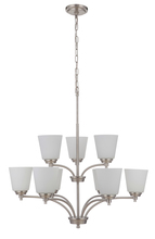 Craftmade 50229-BNK-WG - Tyler 9 Light Chandelier in Brushed Polished Nickel (White Glass)