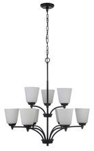 Craftmade 50229-FB-WG - Tyler 9 Light Chandelier in Flat Black (White Glass)