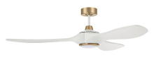 Craftmade EVY60WSB3-NWF - Envy 60" 3-Blade Ceiling Fan in White/Satin Brass w/ White Blades; Light Kit Included (optional)