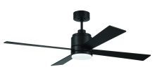 Craftmade MCY52FB4 - McCoy 52" 4-Blade Ceiling Fan in Flat Black w/ Flat Black Blades; Light Kit Included (optional)