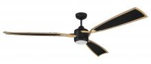 Craftmade VIA72FBSB3 - Viva 72" 3-Blade Ceiling Fan in Flat Black/Satin Brass w/ Flat Black Fabric Texture ABS Blades