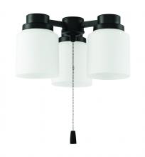 Craftmade LK301102-FB-WG-LED - 3 Light Universal Energy Star Fan Light Kit in Flat Black w White Glass