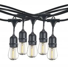 Bulbrite 812483 - 48' STRING LIGHT 15 SOCKETS 36" SPACING E26 BLACK KIT - W/1W PLASTIC LED S14 CLEAR LAMPS