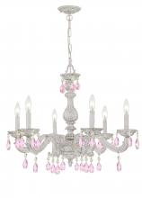 Crystorama 5036-AW-RO-MWP - Paris Market 28'' Rose Crystal Antique White Chandelier