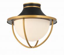 Crystorama ATL-700-MK-TG - Atlas 13.5'' Matte Black + Textured Gold Outdoor Semi Flush Mount
