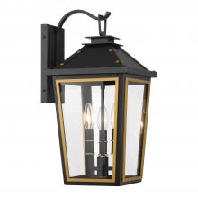 Crystorama HAW-602-MK-TG - Hawkins 9.5'' Matte Black + Textured Gold Outdoor Sconce