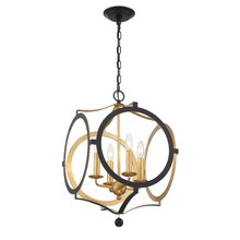 Crystorama ODE-704-BK-GA - Odelle 20'' Black + Antique Gold Chandelier