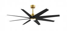 Matthews Fan Company ANLK-BRBR-BK-64 - Ariella - Eight Blade Ceiling Fan - 5CCT Integrated LED - Brushed Brass Finish - Matte Black Blades