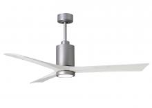 Matthews Fan Company PA3-BN-MWH-60 - Patricia-3-60" Three Blade Ceiling Fan-5CCT Integrated LED-Brushed Nickel Finish-Matte White Bla