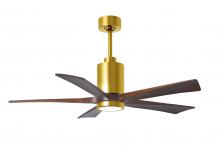 Matthews Fan Company PA5-BRBR-WA-52 - Patricia-5-52" Five Blade Ceiling Fan-5CCT Integrated LED-Brushed Brass Finish-Walnut Tone Blade