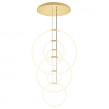CWI Lighting 1273P35-6-602-R - Hoops Integrated LED 35in 6 Ring Satin Gold Chandelier