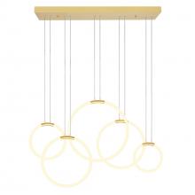 CWI Lighting 1273P44-5-602-RC - Hoops Integrated LED 44in 5 Ring Satin Gold Chandelier