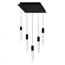 CWI Lighting 1589P12-5-101 - Greta Integrated LED 12in Black Mini Pendant with Handcrafted Glass