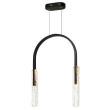 CWI Lighting 1725P22-2-101 - Curva Integrated LED 22in Black Chandelier with Handcrafted Glass