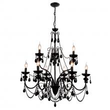 CWI Lighting 5095P32B-9 - Keen 9 Light 32in Black Chandelier
