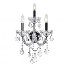 CWI Lighting 8318W12C-3 (Clear) - Maria Theresa 3 Light 12in Chrome Wall Sconce with Crystals