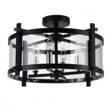 CWI Lighting 9827C18-4-101 - Miette 4 Light 18in Black Cage Flush Mount
