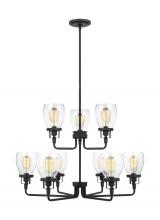 Generation Lighting 3214509-112 - Belton transitional 9-light indoor dimmable ceiling chandelier pendant light in midnight black finis