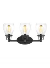 Generation Lighting 4414503-112 - Belton transitional 3-light indoor dimmable bath vanity wall sconce in midnight black finish with cl