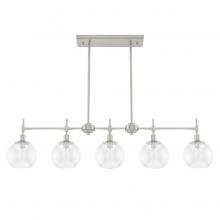 Hunter 19748 - Hunter Xidane Brushed Nickel with Clear Glass 5 Light Chandelier Ceiling Light Fixture