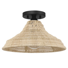 Hunter 48082 - Hunter Agoura Matte Black 1 Light Medium Flush Mount Ceiling Light Fixture