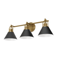 Hunter 13169 - Hunter Carrington Isle Matte Black and Luxe Gold 3 Light Medium Bathroom Vanity Wall Light Fixture