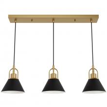 Hunter 13174 - Hunter Carrington Isle Luxe Gold and Flat Matte Black 3 LT Medium Pendant Cluster Ceiling LT