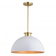 Vaxcel International P0411 - Devon 16-in. Pendant Glossy White and Satin Brass