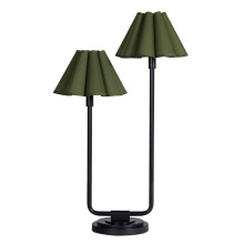 Regina Andrew 13-1691BB-GRN - Regina Andrew Polly Double Arm Table Lamp (Blackened Brass with Olive Scalloped Shade)