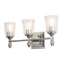 Lucas McKearn bb1022pc-3-f1s - Vetiver 3 Light Vanity in Polished Chrome with Silver Accent