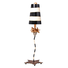 Lucas McKearn ta1009 - La Fleur Buffet Table Lamp in Black & White Striped Shade with Distressed Gold Accents