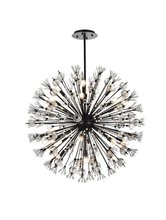 Elegant 2500D38BK - Vera 38 inch crystal starburst round pendant in black