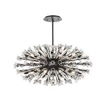 Elegant 2500D48BK - Vera 48 inch crystal starburst oval pendant in black