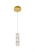 Elegant 3500D1G - Polaris LED light gold Pendant Clear Royal Cut Crystal