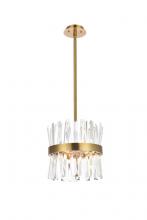 Elegant 6200D12SG - Serephina 12 inch crystal round pendant light in satin gold
