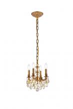 Elegant 9104D10FG-GT/RC - Lillie 4 light French Gold Pendant Golden Teak (Smoky) Royal Cut Crystal