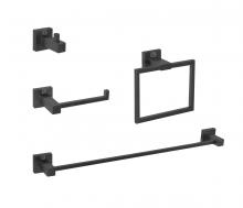 Elegant HWB-12S4MBK - Bathroom hardware set 24"x2.7+6.6"x3.1"+2.7"x2.2"+7.8"x5.9 matte black