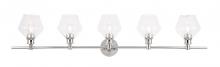 Elegant LD2324C - Gene 5 light Chrome and Clear  glass Wall sconce