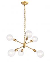 Elegant LD5034D16BR - Nolan  6 light Brass pendant