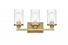 Elegant LD7316W18SG - Wall sconce W18.1"x E5.6" x H9.8"L3 Satin Gold frame with Clear glass