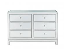 Elegant MF72017 - Dresser 6 drawers 48in. W x 18in. Din. x 32in. H in antique silver paint