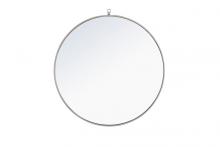 Elegant MR4063S - Metal frame Round Mirror with decorative hook 36 inch Silver finish