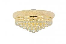 Elegant V1800F20G/RC - Primo 10 light Gold Flush Mount Clear Royal Cut Crystal