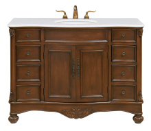 Elegant VF-1034-VW - 48 inch Single Bathroom vanity in Teak Color with ivory white engineered marble